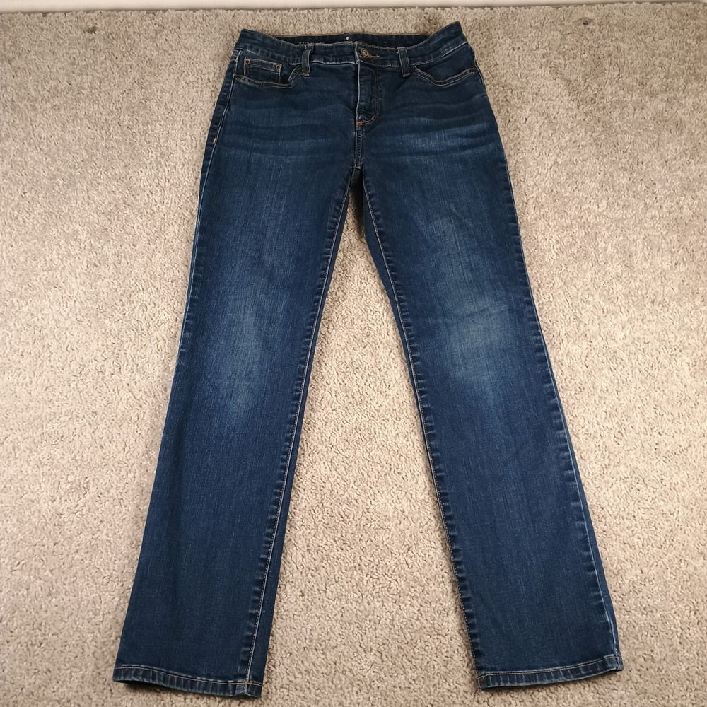 St Johns Bay Straight Leg Jeans Womens Size 6 Dark Wash Stretch Denim